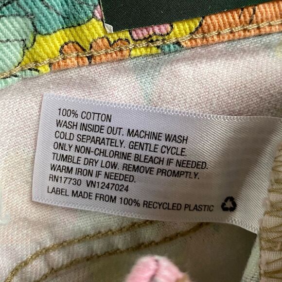 Wild Fable Jean Shorts Highest Rise Cheeky Floral NEW Yellow Green Pink Size 00 - Picture 8 of 8
